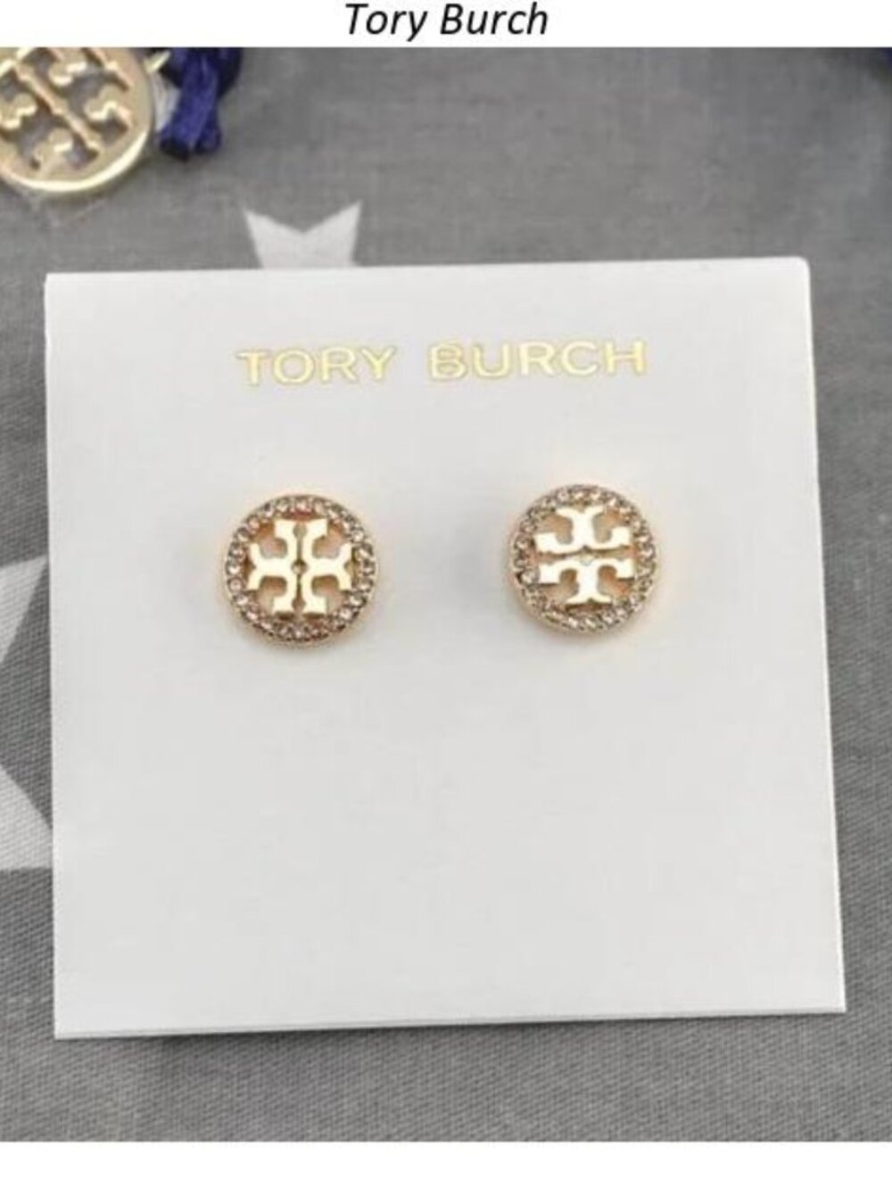 Tory Burch Miller Pavé Stud Earrings in Gold